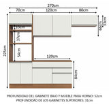 Combo completo de Cocina 270cm Marrón/Blanco Glamy Madesa 14