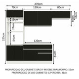 Combo completo de Cocina Madesa Glamy 270cm Blanco/Negro 14