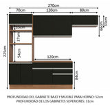 Combo completo de Cocina 270cm Marrón/Negro Glamy Madesa 14