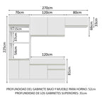 Combo completo de Cocina 270 cm 7 Puertas 2 Cajones Sin Mesada Blanco Glamy Madesa