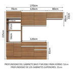 Combo completo de Cocina 270 cm 7 Puertas 2 Cajones Sin Mesada Marrón Glamy Madesa