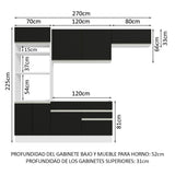 Combo completo de Cocina Madesa Glamy 270cm Blanco/Negro 15