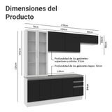 Combo completo de Cocina con Cristalero 270 cm Madesa Glamy BN 16