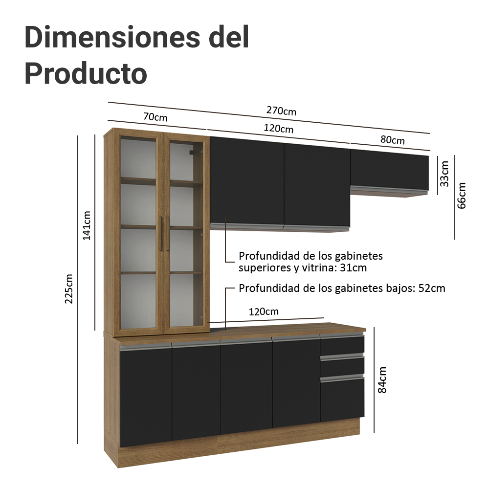 Combo completo de Cocina Madesa Glamy 270cm MN 16