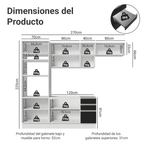 Combo completo de Cocina 270 cm Blanco/Negro Glamy Madesa