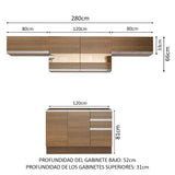 Combo completo de Cocina 280cm Marrón Marina Madesa 01
