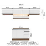 Combo completo de Cocina 280cm Marrón/Blanco Marina Madesa 01