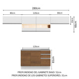 Combo completo de Cocina 280cm Marina Madesa 01 - Blanco/Marrón