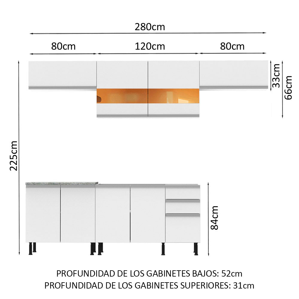 Combo completo de Cocina Madesa Mariana 280cm BB
