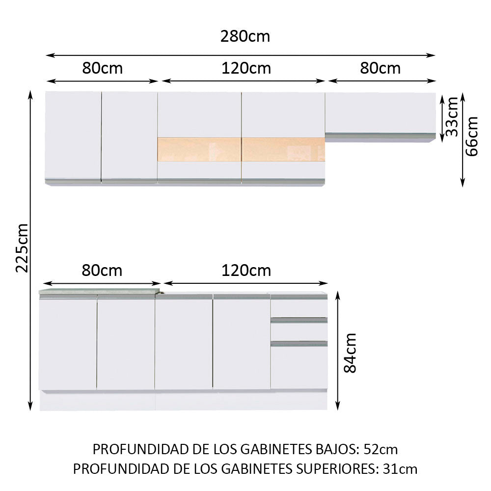 Combo completo de Cocina 280cm Marcela Madesa 03