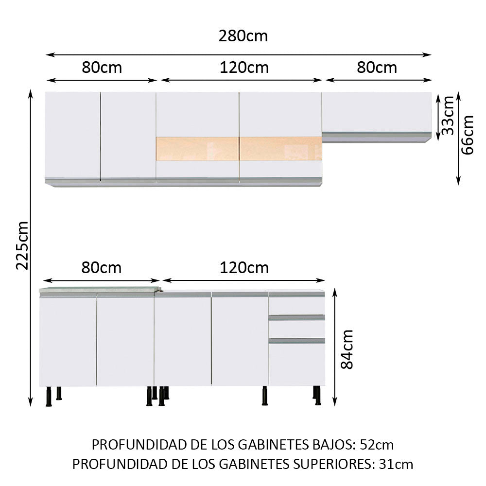 Combo completo de Cocina Madesa Mariana 03SR Blanco