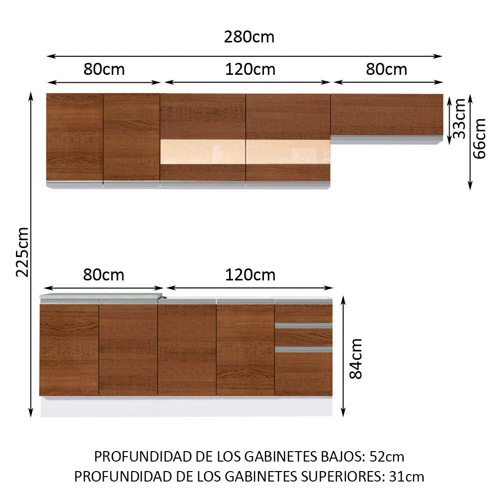 Combo completo de Cocina Madesa Marcela 280cm BM 03