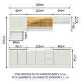 Combo completo de Cocina 280cm Genova Madesa 04 - Blanco