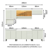 Combo completo de Cocina 280cm Genova Madesa 04SR - Blanco