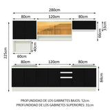 Combo completo de Cocina Madesa Glamy 280cm Blanco/Negro 4