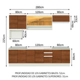 Combo completo de Cocina 280cm Genova Madesa 04 - Blanco