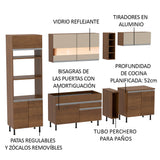Combo completo de Cocina Madesa Glamy 290cm Marrón/Marrón/Crema 11