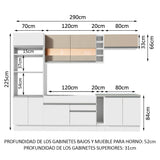 Combo completo de Cocina Madesa Glamy 290cm Blanco/Crema 11