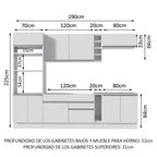 Combo completo de Cocina 290 cm 9 Puertas 2 Cajones Blanco Glamy Madesa