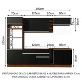 Combo completo de Cocina Madesa Glamy 290cm Marrón/Negro