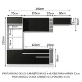 Combo completo de Cocina Madesa Glamy 290cm Blanco/Negro 04