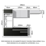 Combo completo de Cocina Madesa Glamy 290cm Blanco/Negro/Blanco 04
