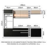 Combo completo de Cocina Madesa Glamy 290cm Blanco/Negro/Crema 06