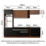 Combo completo de Cocina Madesa Glamy 290cm Marrón/Negro/Marrón 07
