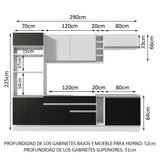 Combo completo de Cocina Madesa Glamy 290cm Blanco/Negro/Blanco 07