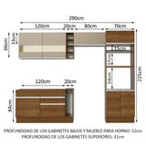 Combo completo de Cocina Madesa Glamy 290cm Marrón/Marrón/Crema 09