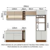 Combo completo de Cocina Madesa Glamy 290cm Marrón/Blanco/Crema 09