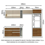 Combo completo de Cocina Madesa Glamy 290cm Blanco/Marrón/Crema 09