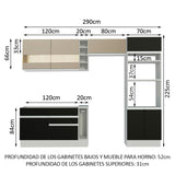 Combo completo de Cocina Madesa Glamy 290cm Blanco/Negro/Crema 09