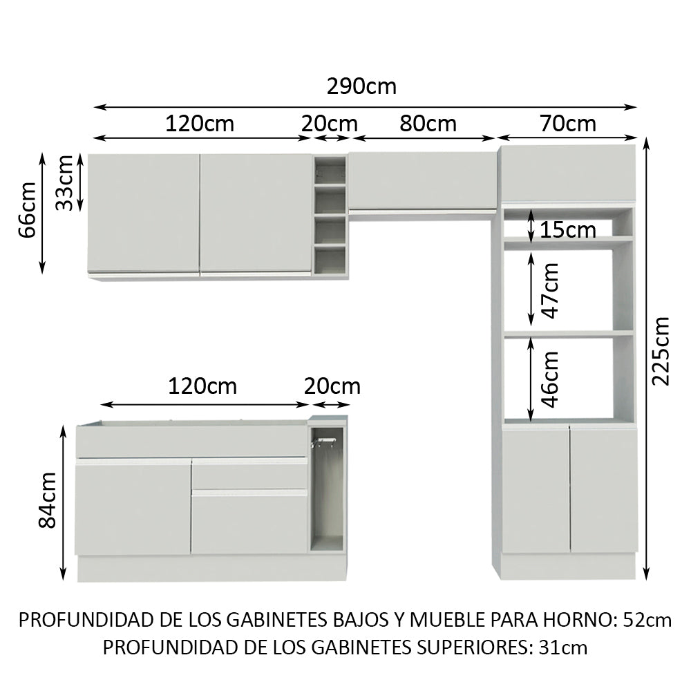 Combo completo de Cocina Madesa Glamy 290cm MB 01