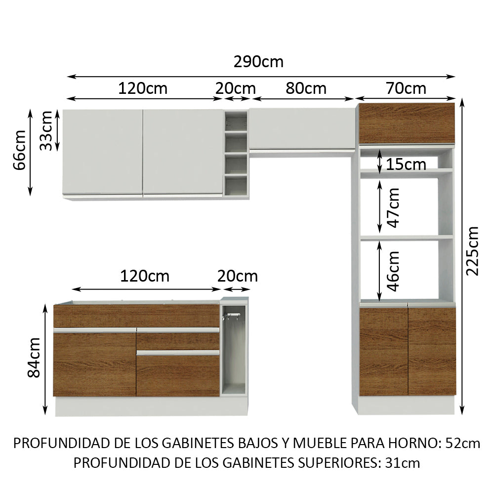 Combo completo de Cocina Madesa Glamy 290cm MB 02