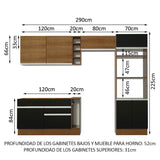 Combo completo de Cocina Madesa Glamy 290cm Marrón/Negro/Marrón 10