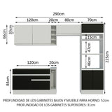 Combo completo de Cocina Madesa Glamy 290cm Blanco/Negro/Blanco 10