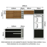 Combo completo de Cocina Madesa Glamy 290cm Blanco/Negro/Blanco 10