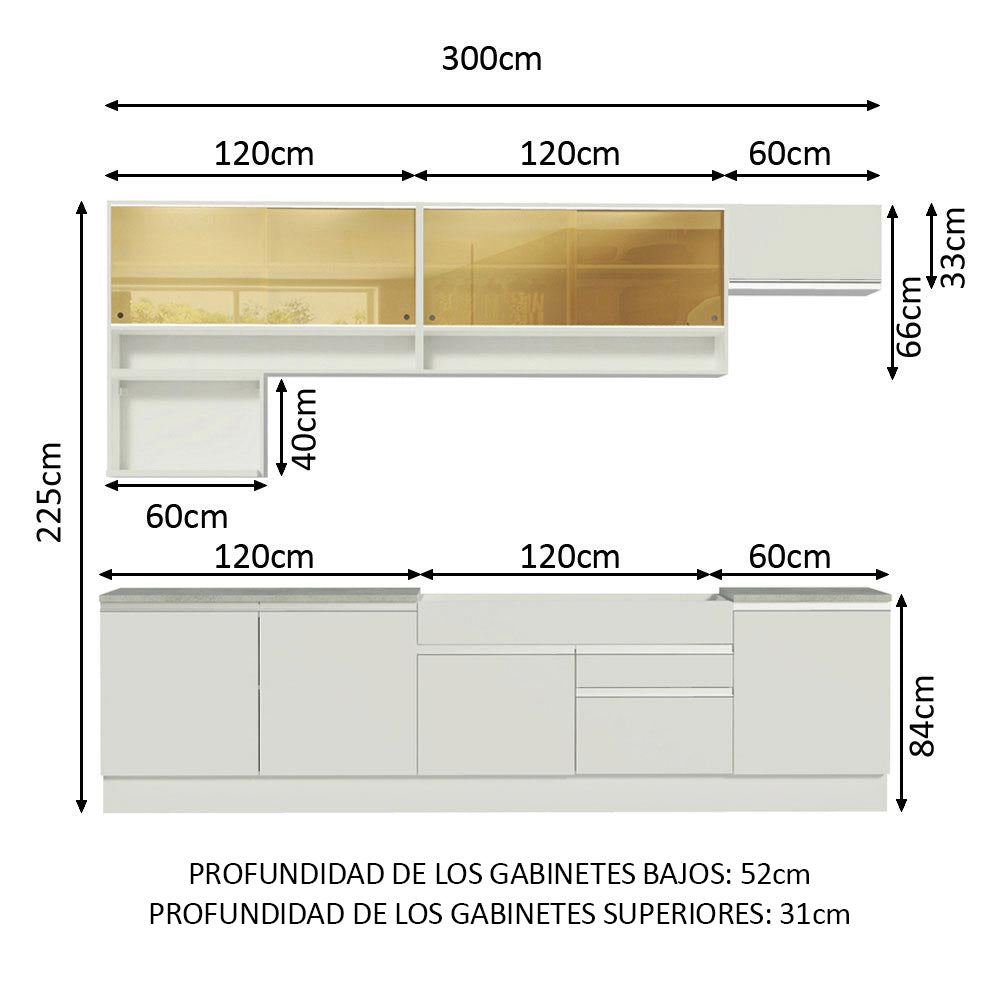 Combo completo de Cocina 300cm Blanco Verona 01