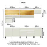 Combo completo de Cocina 300 cm Blanco Verona Madesa 01SR