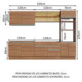 Combo completo de Cocina 310cm Glamy Madesa 01