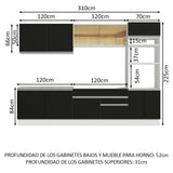 Combo completo de Cocina Madesa Glamy 310cm Blanco/Negro 01