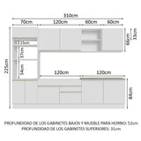 Combo completo de Cocina 310cm Blanco Glamy 02