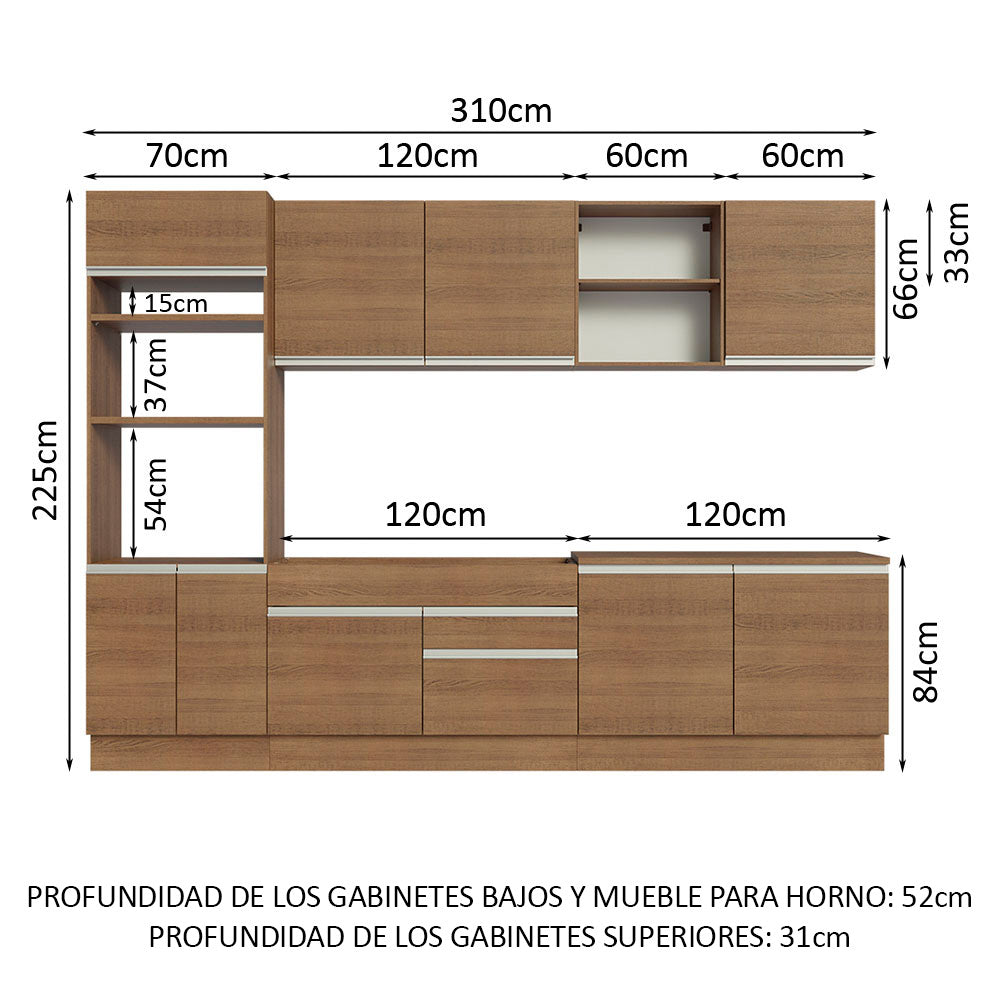 Combo completo de Cocina 310cm Marrón Glamy Madesa 02