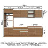 Combo completo de Cocina 310cm Marrón Glamy Madesa 02
