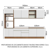 Combo completo de Cocina 310cm Marrón/Blanco Glamy Madesa 02