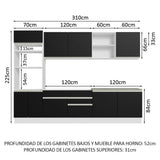 Combo completo de Cocina Madesa Glamy 310cm Blanco/Negro 02