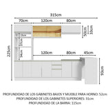 Combo completo de Cocina Madesa Glamy 315cm BB 01