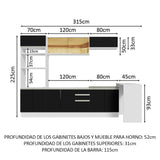 Combo completo de Cocina Madesa Glamy 315cm Blanco/Negro 01