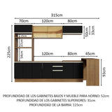 Combo completo de Cocina Madesa Glamy 315cm Marrón/Negro 01